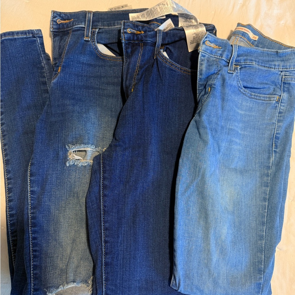 Levi's Trio of Denim Jeans in Blue Shades